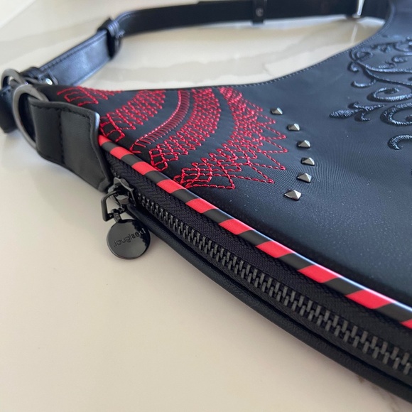 Desigual Half Moon Shoulder Bag RARE FIND WESTERN GOTH CHIC EMBOSSED WHIMSY GOTH - Picture 8 of 10